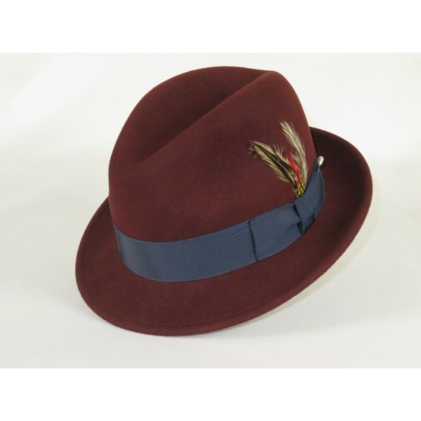 Broner Men's Fedora Hat Broner Crushable Water Resistant Wool Melodrama Wine Burgundy