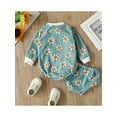 thumbnail image 3 of Seyurigaoka Infant Baby Girls Clothes Set Flower Print Long Sleeve Round Neck Romper + Elastic Waist Triangle Shorts for Spring Summer, 3 of 9