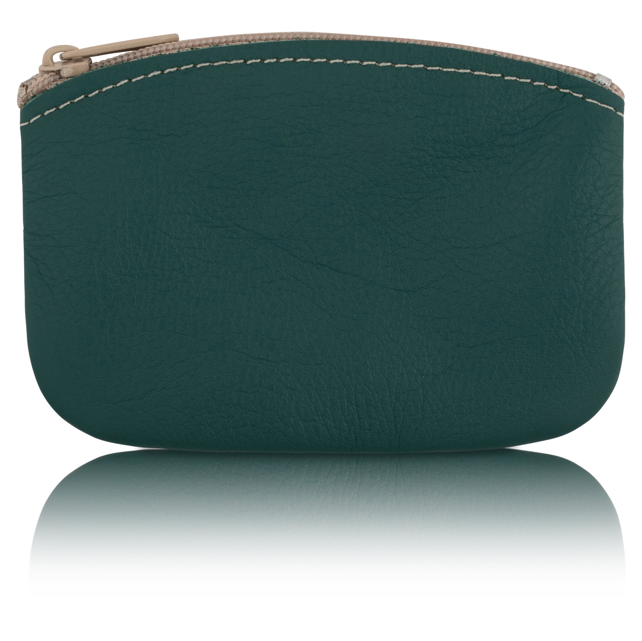 Classic Men's Large Coin Pouch Change Holder, Genuine Leather, Zippered