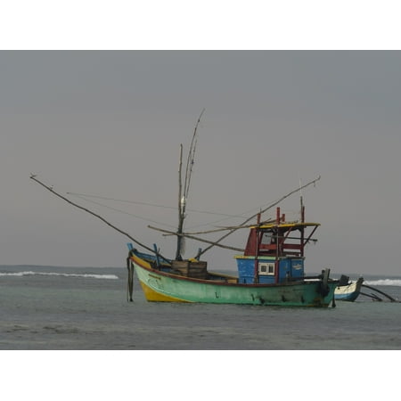 Fishing boat at anchor Matara Southern Province Sri Lanka Canvas Art - Panoramic Images (12 x