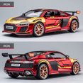 thumbnail image 3 of Gray Track Edition Audi R8 Die-Cast Zinc Alloy Race Car Model with Sound, Light & Pull-Back Functions, Streamlined Design, Openable Doors/Hood, Flexible Rotating Wheels - Premium Collectible in, 3 of 5