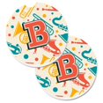 thumbnail image 1 of Carolines Treasures CJ2001-BCARC Lettre B Rétro Sarcelle Orange Instruments de Musique Initial Ensemble de 2 Tasse Titulaire Voiture Coaster, 1 of 1