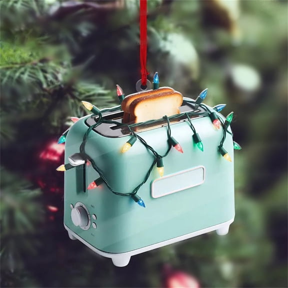 Wadada Food Toast Bread Christmas Hanging Ornament Sourdough Baker Gift Bread Themed Christmas Party Supplies 2D Ornament Baking Dessert Food Acrylic Ornaments Hanging Pendant for Xmas Tree 3"