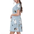 thumbnail image 2 of Daiia Skiing penguin Bear Print Women's Dresses 2025 Trendy Short sleeve Dresses Casual Baggy Flowy Maxi Sun Dresses, 2 of 6