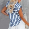thumbnail image 3 of Babysbule Womens Shirts Women's Tops Fashion Striped Print Button Shirt Female V-Neck Loose T-shirt Blouse, 3 of 5