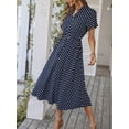thumbnail image 5 of Blue Dress With Belted Waist And Short Sleeves, 5 of 30