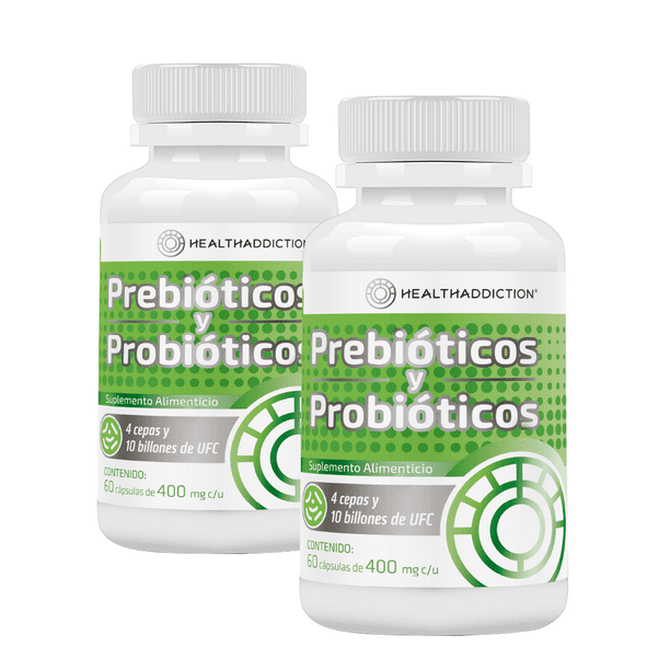 2 Pack Probióticos Y Prebióticos Healthaddiction Fórmula Avanzada 4 Cepas 10 Billones De Ufc 120 Cápsulas