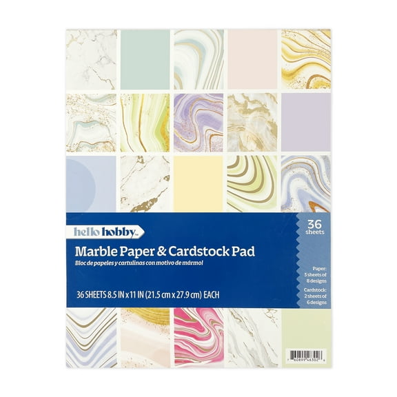 Hello Hobby Marble with Foil 8.5x11 Paper and Cardstock Combo Pad for Scrapbooking and Crafting