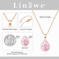 thumbnail image 3 of Linawe Pink Crystal Necklace, Rose Gold Chain Imitation Diamond Pendant Cubic Zirconia Birthstone Rhinestone Teardrop Necklace, Preppy Bridal Wedding Bride Boho Jewelry, 3 of 6