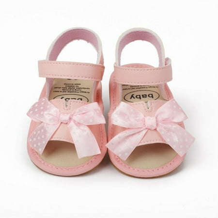 

Toddler Baby Girls Polka Dot Bow Sandals Newborn Infant PU Crib Shoes Casual Slip-on First Walkers Shoes