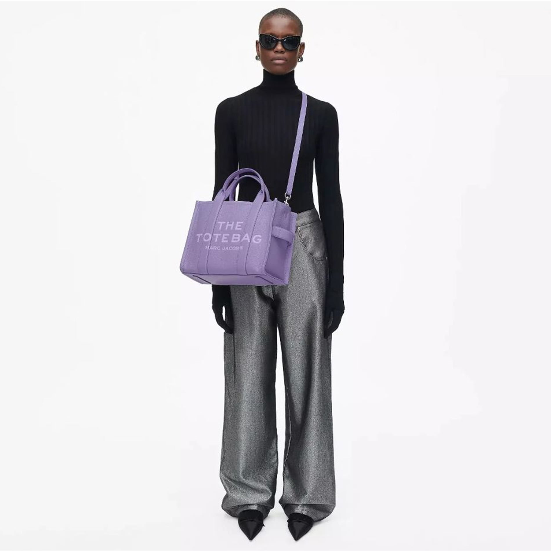 Marc Jacobs Womens The Leather Medium Tote Bag Lavender