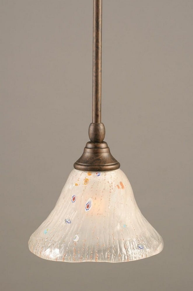 12-Inch Toltec Lighting 23-BRZ-706 Stem Mini-Pendant Light Bronze Finish with Raspberry Crystal Glass 