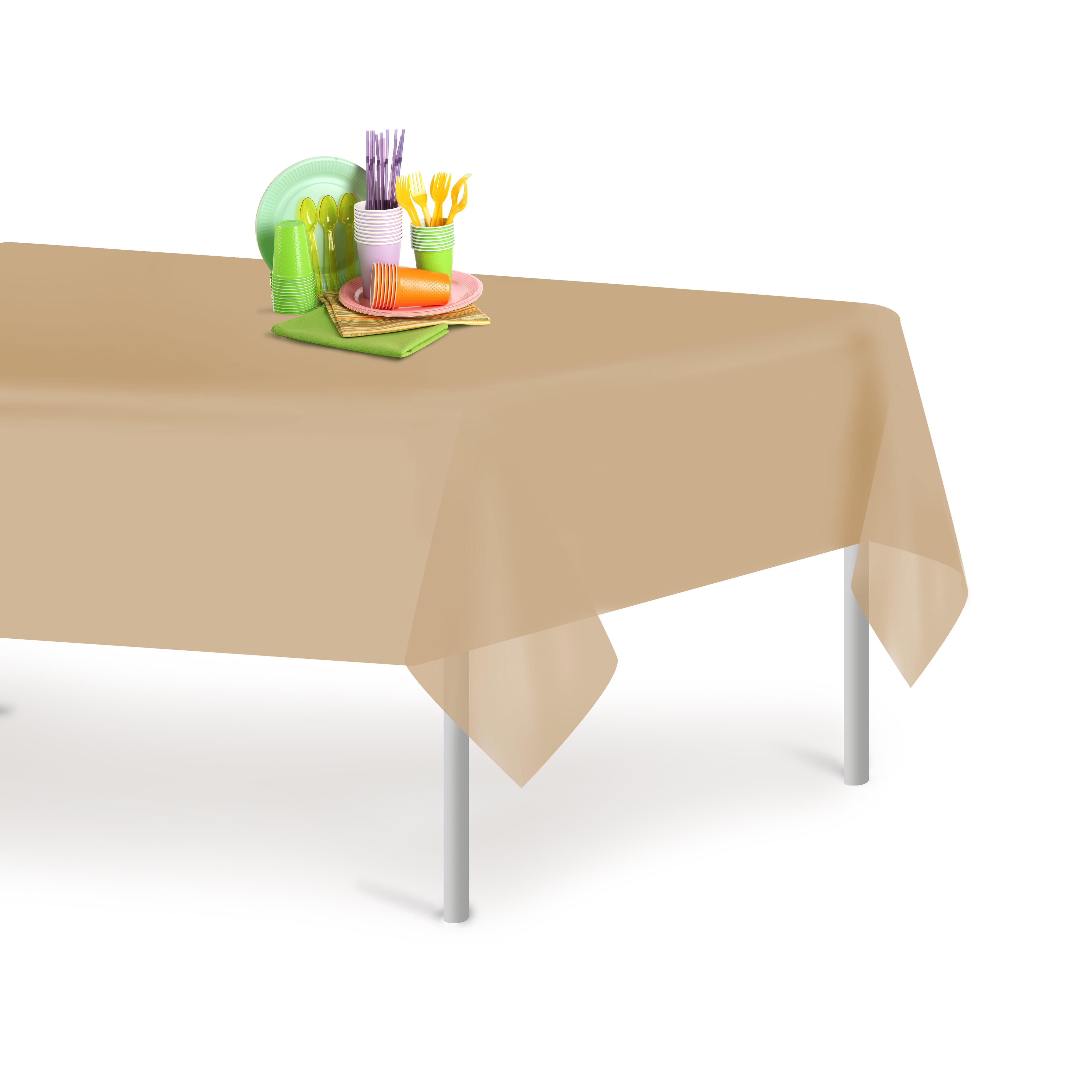 Beige 6 Pack Premium Disposable Plastic Tablecloth 54 Inch. x 108 Inch ...