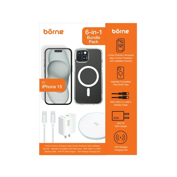 Borne 6-in-1 iPhone 15 Accessory Bundle pack for mobile phones
