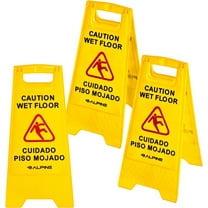 Alpine Wet Floor Signs 3 Pack - 24 Inch Caution Wet Floor Sign - Bilingual Safety Warning Sign to Easily Avoid Slippery Accidents in High Traffic Areas