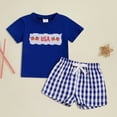 thumbnail image 2 of Splozh Baby Boy's Clothing 4th of July Toddler Boy Girl Outfit Toddler Short Sleeve Shirt and Short Fourth of July Clothes 18-24 Months,Blue, 2 of 6