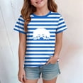 thumbnail image 2 of Rotm Kids Short Sleeve Shirt Oversize Girls Short Sleeve Striped T-Shirts Kids Casual Cotton Tops Color Block Crewneck Pullover Blouse Sky Blue,2-3 Years, 2 of 4