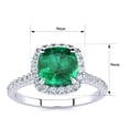 thumbnail image 4 of SuperJeweler 2 Carat Cushion Cut Created Emerald and Halo Diamond Ring In Sterling Silver For Women, 4 of 5