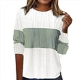 thumbnail image 1 of Blusa de Punto con Cuello Redondo y Mangas Largas para Mujer, Estilo Informal, con Patchwork y Cuello Redondo. M, 1 of 5
