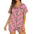 thumbnail image 2 of GZWYHT Lounge Sets for Women Womens Pajama Sets Women's Cotton Pajama Shorts Set Long Sleeve Button Down Shirt Casual Pants Set Loungewear Sets Woman Comfy Sets for Women Clothing Watermelon Red XXL, 2 of 4