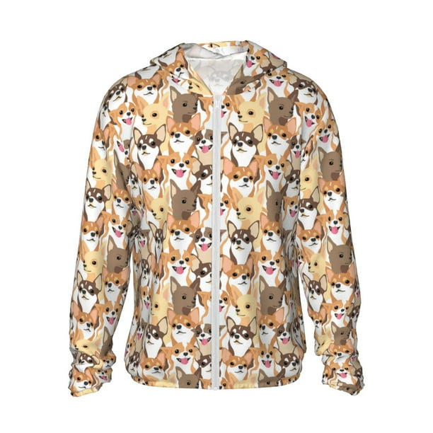 Fotbe Cute Puppy Chaqueta con Protección Solar UPF 50+ para Hombre y Mujer, Camisa con Capucha y Bolsillos-XX-Large