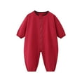 thumbnail image 2 of AUNVITO Boys Girls 0-4Y Long Sleeve Pure Color Cotton Coverall Onesie Dirt-Resistant Outdoor Indoor Play Romper with Pockets, 2 of 6
