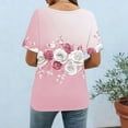 thumbnail image 5 of Xuyuer Blouse for Women Dressy Casual Short Short Sleeve Boho Tops Fashion Floral Crew Neck Tunic Shirts Summer Clothes Fashionable Casual Loose Round Neck T-shirt Solid Color Top, 5 of 7