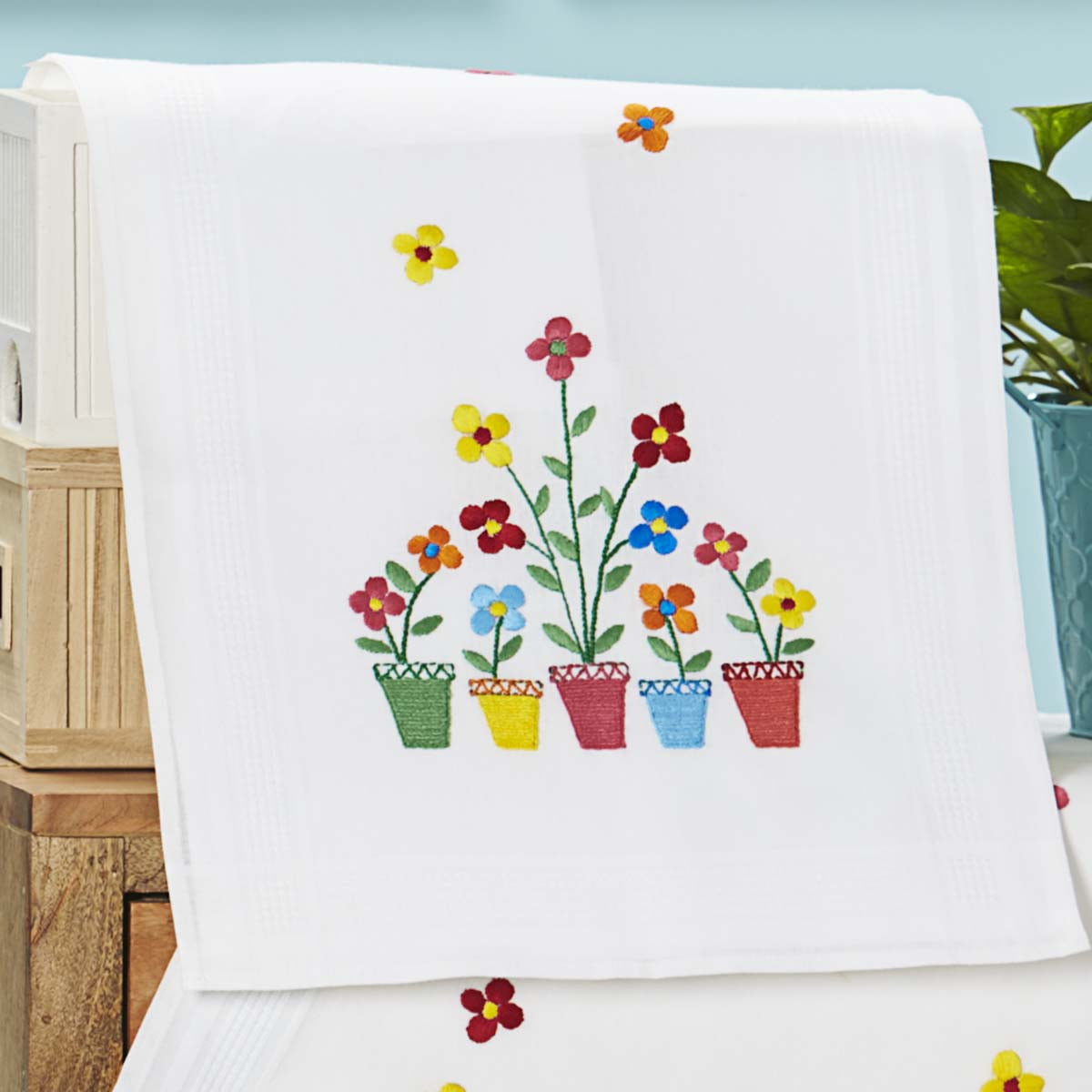 Herrschners® Colorful Flowers Table Runner Stamped Embroidery Kit