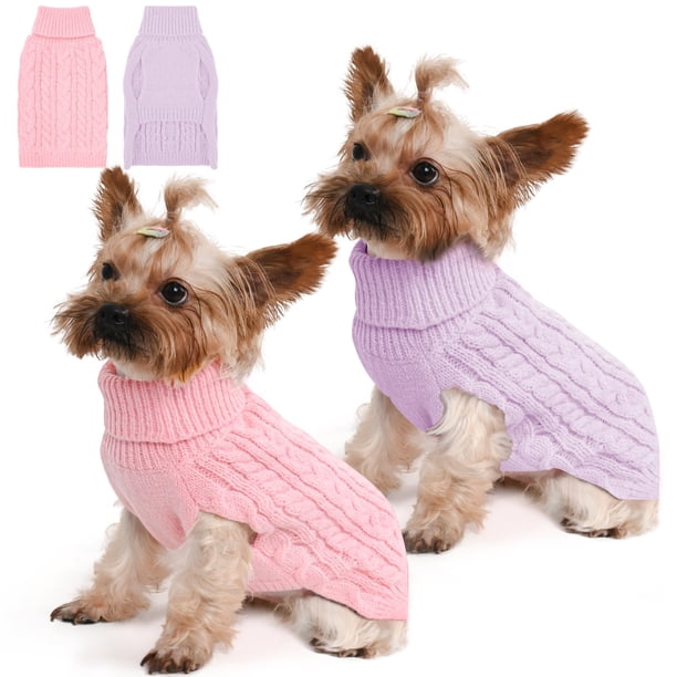 Suéteres para perros Lorehelina, cuello alto, invierno, para perros pequeños, paquete de 2