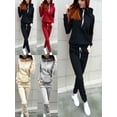 thumbnail image 5 of Women Sweatsuits Outfits Activewear 2Pcs Tracksuit Set Pocket Hoodies Sweatshirt Pullover + Sweatpants Pant Set Lady Athleisure Sportwear Suit, 5 of 6