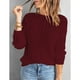 thumbnail image 2 of Suéter de mujer Prendas de punto de manga larga Cuello redondo Top de punto Color puro para Otoño Invierno, 2 of 6