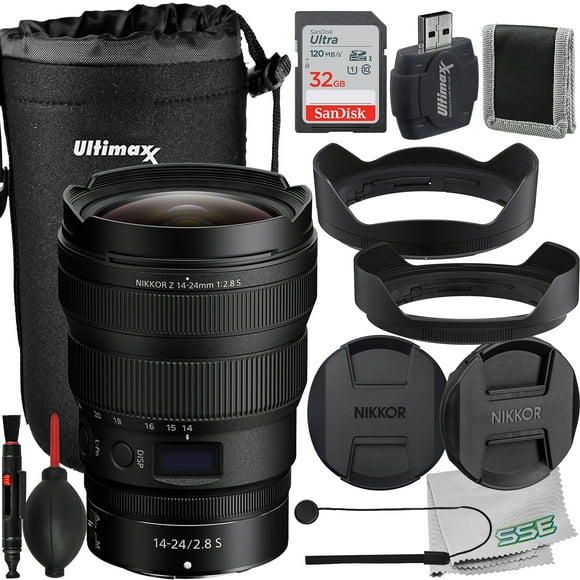 Ultimaxx Essential Bundle + Nikon NIKKOR Z 14-24mm f/2.8 S Lens + SanDisk 32GB Ultra Memory Card, Water-Resistant Lens Pouch, Manufacturer’s Accessories & More (15pc Bundle)