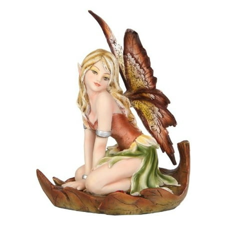 Hanging Fairy Figurine - 5.25 Inch Fairyland Autumn Winged Fairy in Leaf Statue Figurine