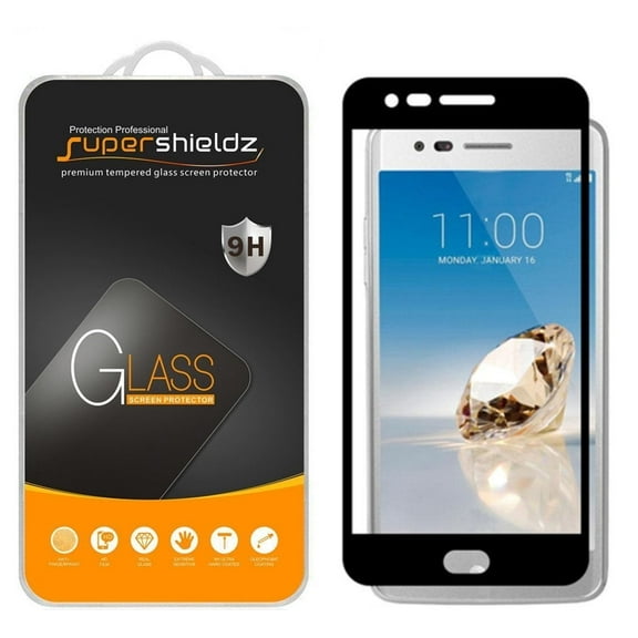 (2-Pack) Supershieldz Designed for LG Aristo [Full Screen Coverage] [3D Curved Glass] Tempered Glass Screen Protector, Anti-Scratch, Bubble Free (Black Frame)