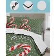 thumbnail image 3 of Full Size Quilt Bedding Set, Christmas Reversible Summer Quilt 3 Pieces, Xmas Canes Berries Pine Cone Green Dotted Lightweight Bedspreads Coverlets with 2 Pillow Shams for All Seasons, 3 of 5