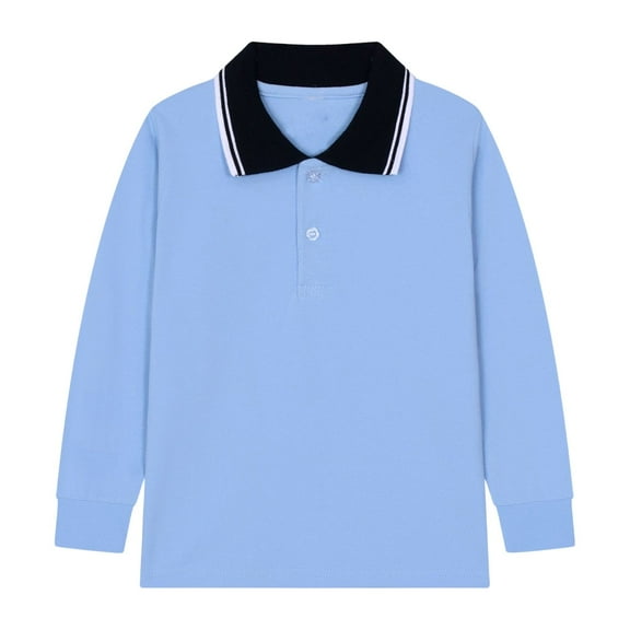 LIUYUNNN Kids Polo Shirts for Boys Long Sleeve Blue Button up Shirt Boys Boys Uniform Shirts Boys Collared Shirts 5-6 Years ShirtsBoys Girls Four Seasons Outfits