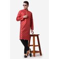 thumbnail image 6 of Royal Kurta Maroon Color Jacquard Silk Printed Long Kurta for Men, 6 of 6