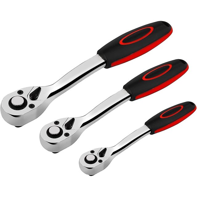 Yaju Socket Wrench 3pcs Ratchet Socket Wrench Set 1/4 3/8 1/2 Drive Socket Set 72 Teeth Reversible Ratchets Cv Steel Wrench Tool Quick Lever Relea
