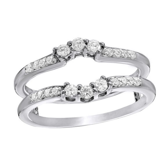 Round Cut White Natural Diamond Solitaire Enhancer Ring in 10k White Gold (0.33 Cttw)