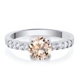 thumbnail image 2 of Gem Stone King 0.84 Ct Round Peach Morganite Rhodium Plated Ring (Size 5), 2 of 4