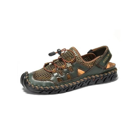 

Lacyhop Men Mesh Hiking Sandals Closed Toe Fisherman Casaul Breathable Walking Summer Flats Shoes