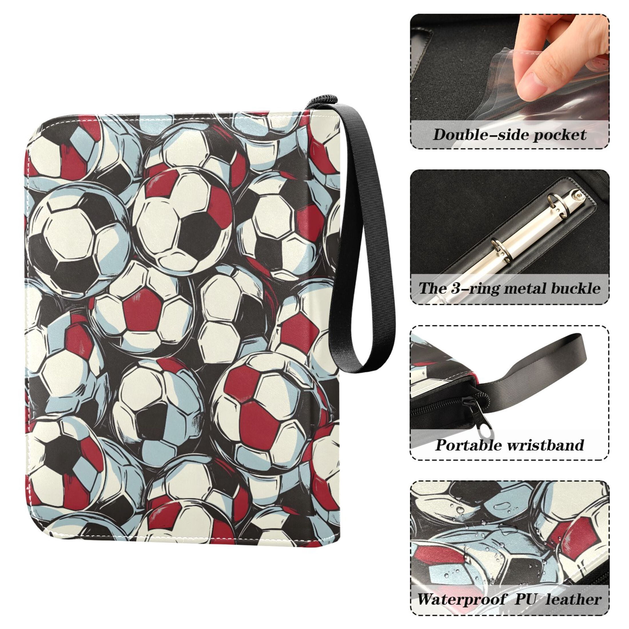 ALAZA Football Soccer Ball Trading Card Binder 4 Pocket Cards Collection Album 400 Folder Holder