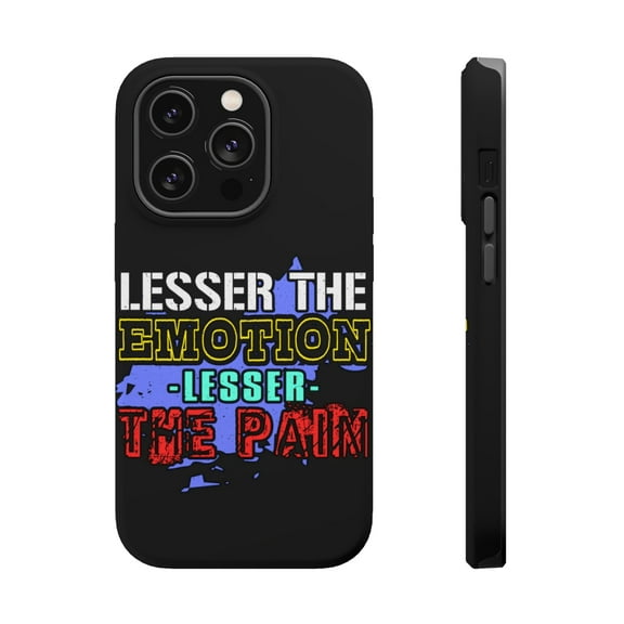 DistinctInk Tough Case for Apple iPhone 15 PRO (6.1" Screen), Compatible with MagSafe Charging - Lesser Emotion Lesser Pain