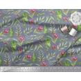 thumbnail image 2 of Soimoi Purple Cotton Poplin Fabric Leaves & Buds Floral Printed Craft Fabric by the Yard 56 Inch Wide, 2 of 3