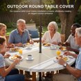 thumbnail image 3 of Round Outdoor Tablecloth with Umbrella Hole and Zipper, Farmhouse Cream Striped Tablecloth with Elastic Waterproof, Modern Minimalist Stripes Patio Table Covers for 31" - 35" Picnic Pool Tables, 3 of 9