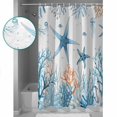 thumbnail image 3 of Shower Curtain Bathroom Set Blue Coral Starfish Jellyfish on White Waterproof Fabric Shower Curtains with Grommets&Hooks Ocean Marine Life Privacy Bath Curtain for Bathtub 48x72in, 3 of 7