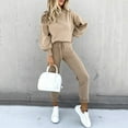 thumbnail image 2 of Puawkoer Women Fashion Casual Solid Track Suit Pants for Women Shirt Round Neck Blouse Jumpsuit for Wedding Guest Women Pocket Pant Suit, 2 of 8