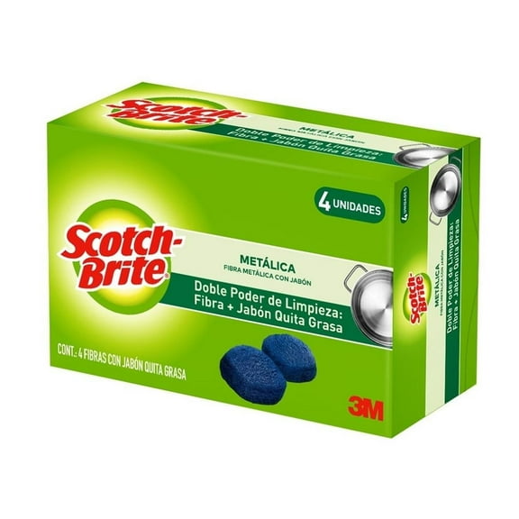 Fibra metálica 3M Scotch-Brite con jabón 4 pzas