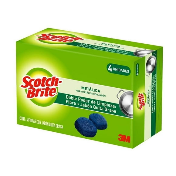 Fibra metálica 3M Scotch-Brite con jabón 4 pzas