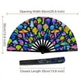 thumbnail image 6 of UV Glow Rave Fan Bamboo Folding Clack Hand Fan for Men Women Decor Gift Party Disco Dance Pride Festivals Accessory fans for line dancers, 6 of 17